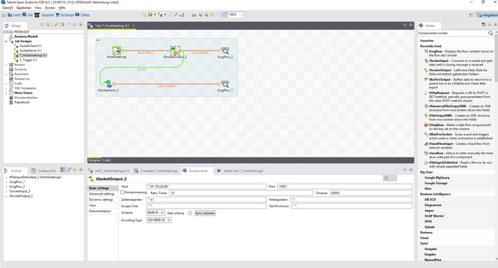 Screenshot van Talend Data Integration software.